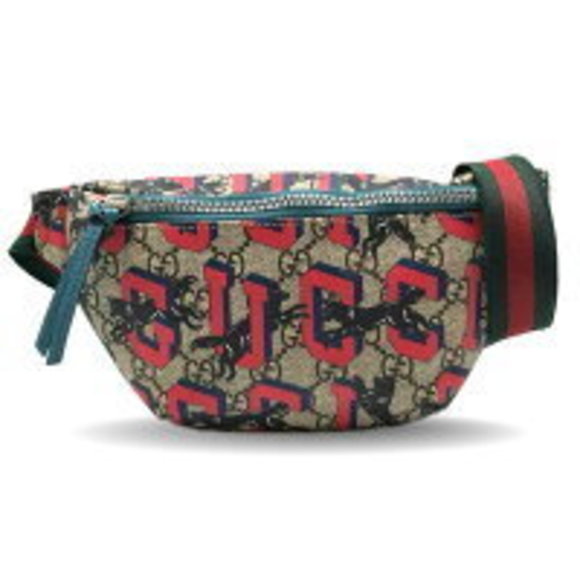 Gucci B Belt Supreme Pouch Beige Bag GG Animal Waist - Picture 1 of 6